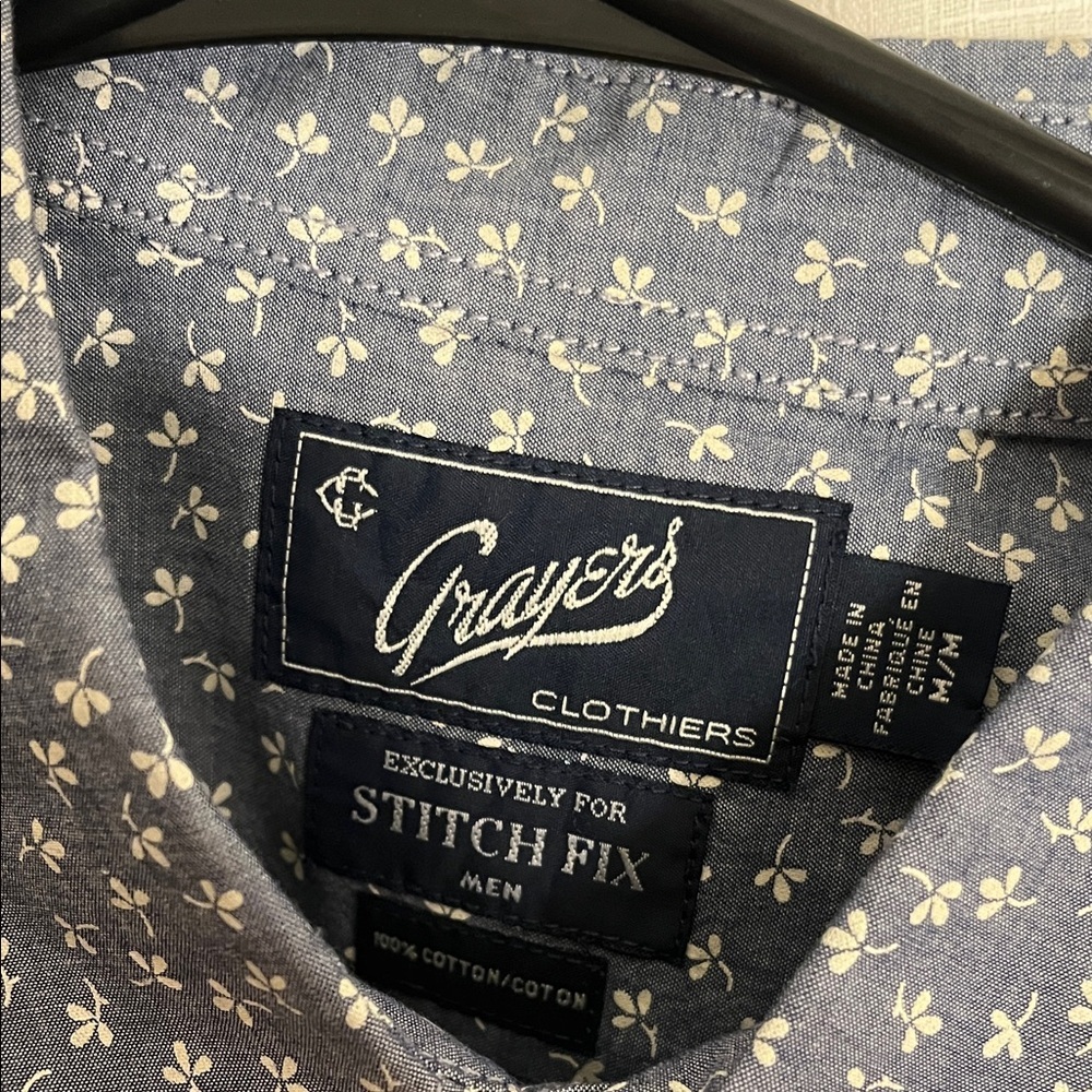 Grayers Dark Blue Patterned Button Down Shirt - image 2